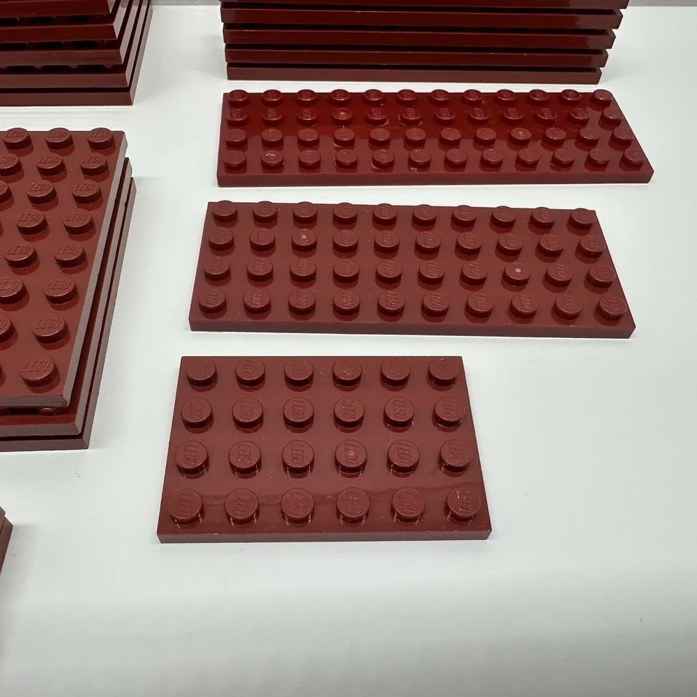 Lego Parts - Dark Red Plates - 2x12, 4x4, 4x6, 4x10, 4x12, 6x6 & 6x8 Lot Of 19